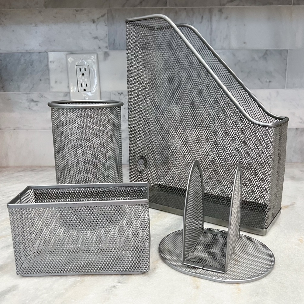 4PC Wire Mesh Desk Organizer Set